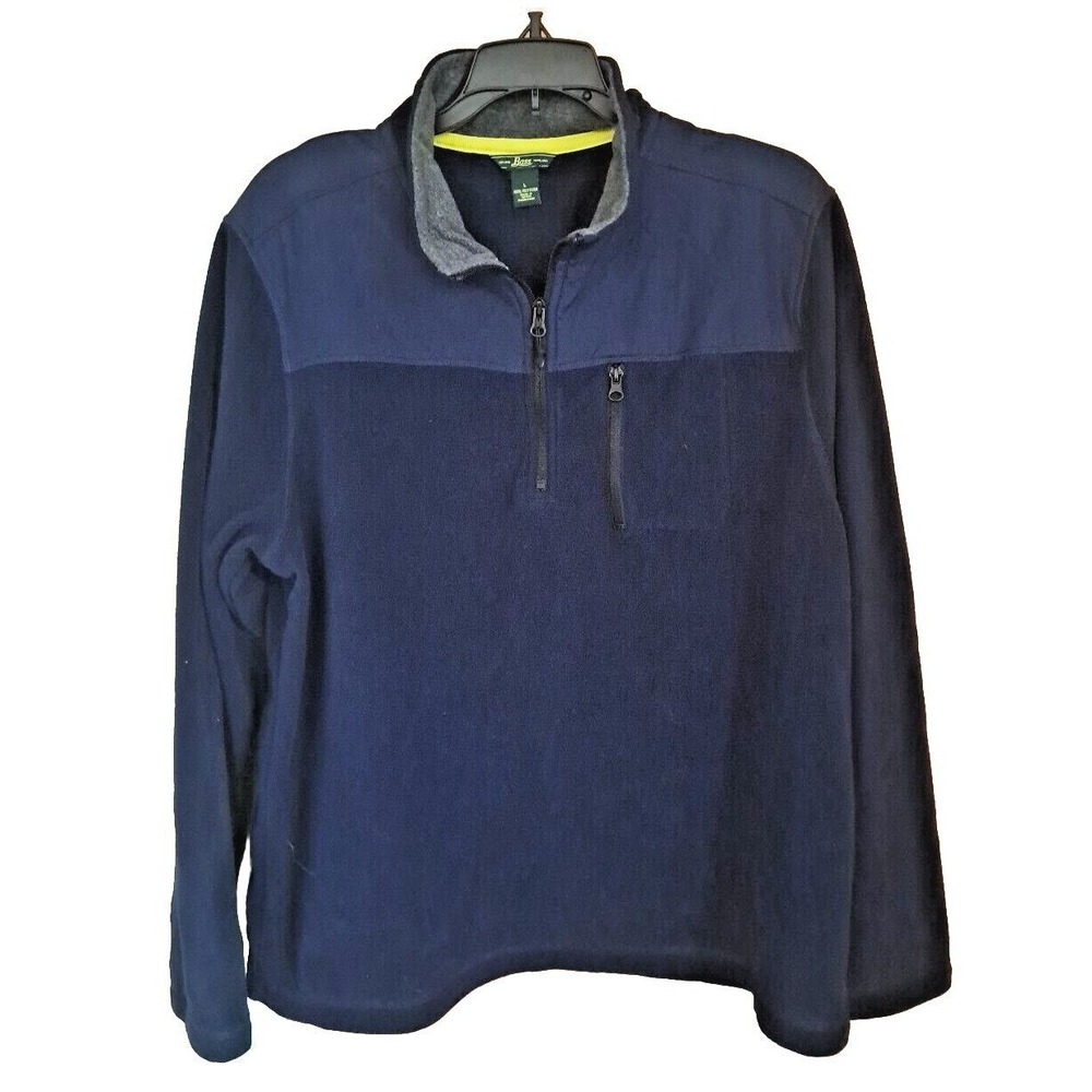 G.H. Bass & Co. Men's Quarter-Zip‎ Fleece Pullover Large Blue USA Made Pre-owned